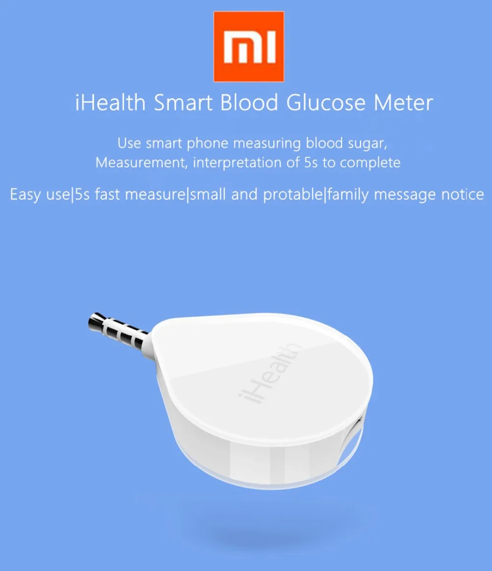 Xiaomi iHealth умный измеритель уровня глюкозы в крови BG1 для обнаружения диабетического сахара с тестовыми полосками Lancets иглы для сбора крови