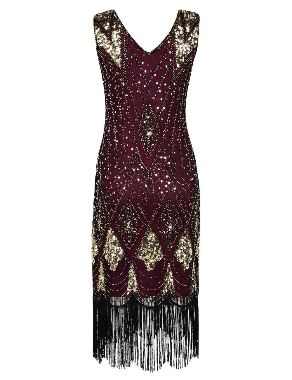 D dress 1920s Flapper платье Great Gatsby вечерние платья с блестками и бахромой - Цвет: D dress