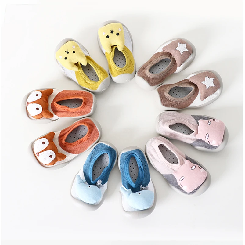 

Cartoon fox/bunny/whale design baby boys shoes socks for girls anti-slip floor socks toddler rubber sole Home Walking socks