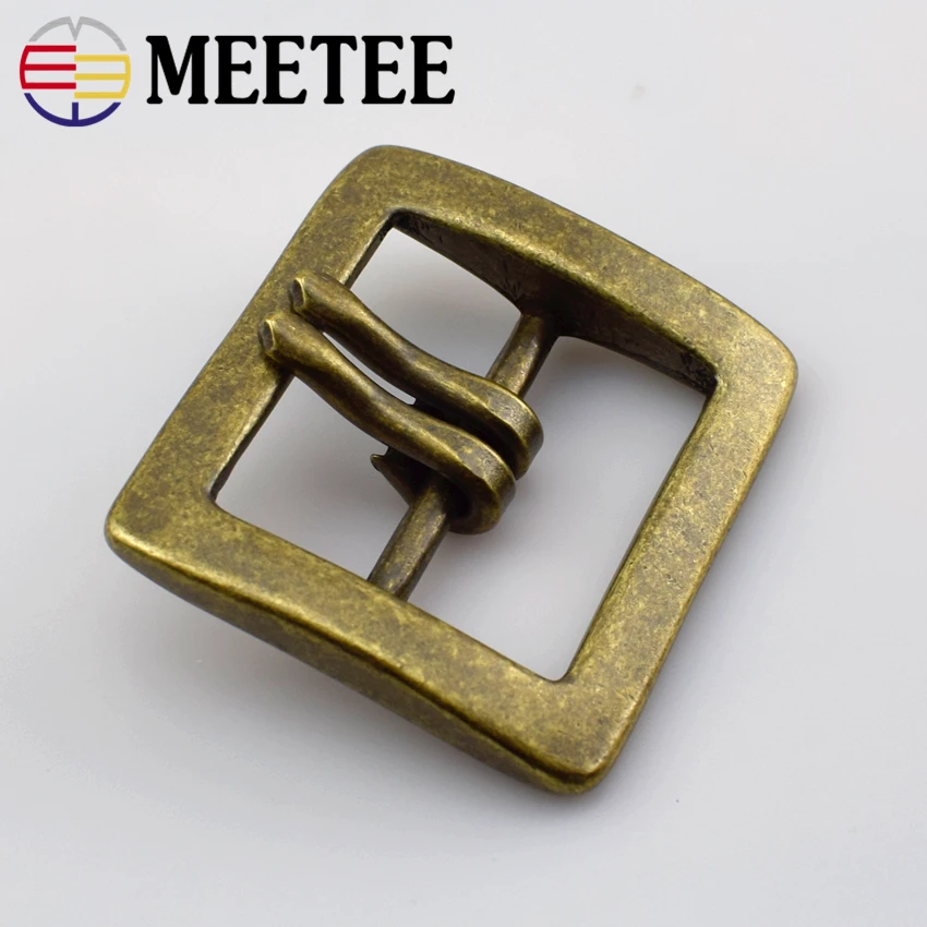 Meetee Solid Brass Metal Belt Buckle Men Women Belt Head for Belt Metal Pin Buckles DIY Leather Craft Jeans Accessories