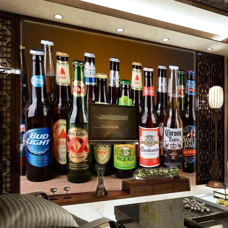 Бесплатная Доставка Пива Бутылки Вина Фон Обои стерео гостиной лобби mural высокое