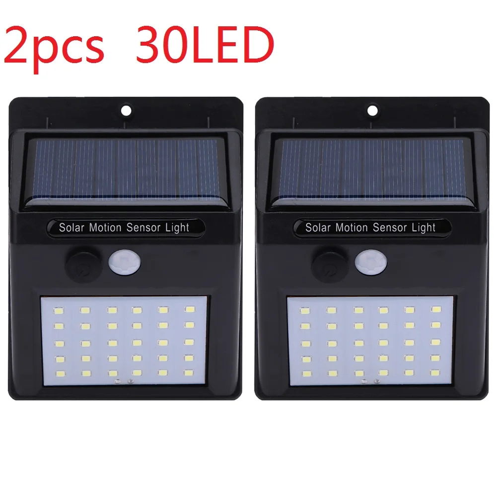 30LED 2PCS 1-4 шт., 20/30 светодиодов, солнечный светильник, PIR датчик движения, солнечный садовый светильник, водонепроницаемый, для улицы, энергосберегающий, для улицы, двора, дорожка, лампа для дома - Испускаемый цвет: 30LED 2PCS