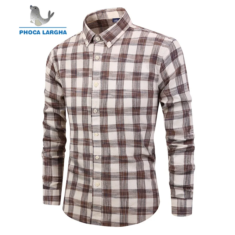 Мужская клетчатая рубашка в красную клетку повседневная приталенная с длинным