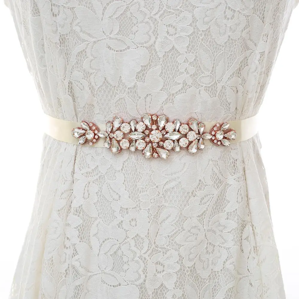

Crystal Wedding Accessories Satin Wedding Dress Belt Bridal Ribbon Waistband Sash Belt for Evening Prom Dresses J191RG