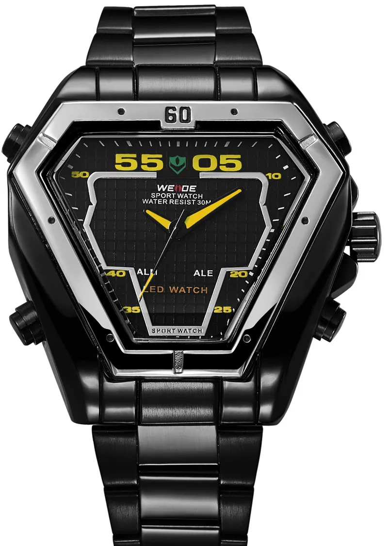 WEIDE, модный, качественный, светодиодный, аналоговый, для мужчин, t, для мужчин, люксовый бренд, кварцевые, сплав, водонепроницаемые, военные, наручные часы, Relogios Masculino - Цвет: WH1102B-3C