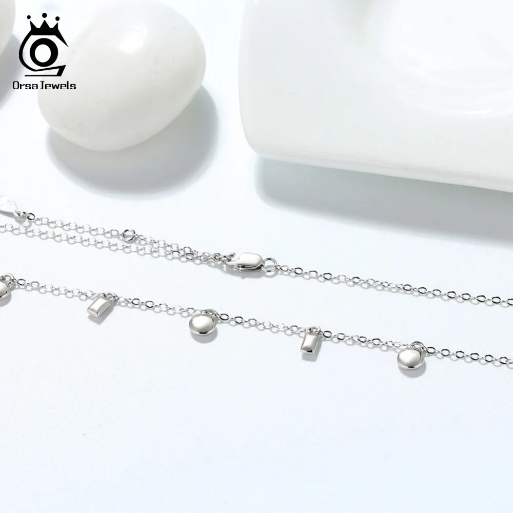 ORSA JEWELS из 925 чистого серебра, женские подвески и замок ожерелья с круглой формой, трендовые серебряные женские ювелирные изделия SN122