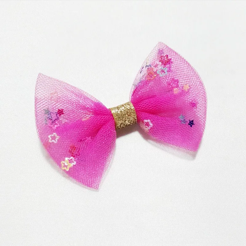 fuschia 15 цветов Детские сетчатые банты для волос детские заколки шпильки с блестками Тюль Лук Аллигатор заколки для волос аксессуары для девочек - Цвет: fuschia