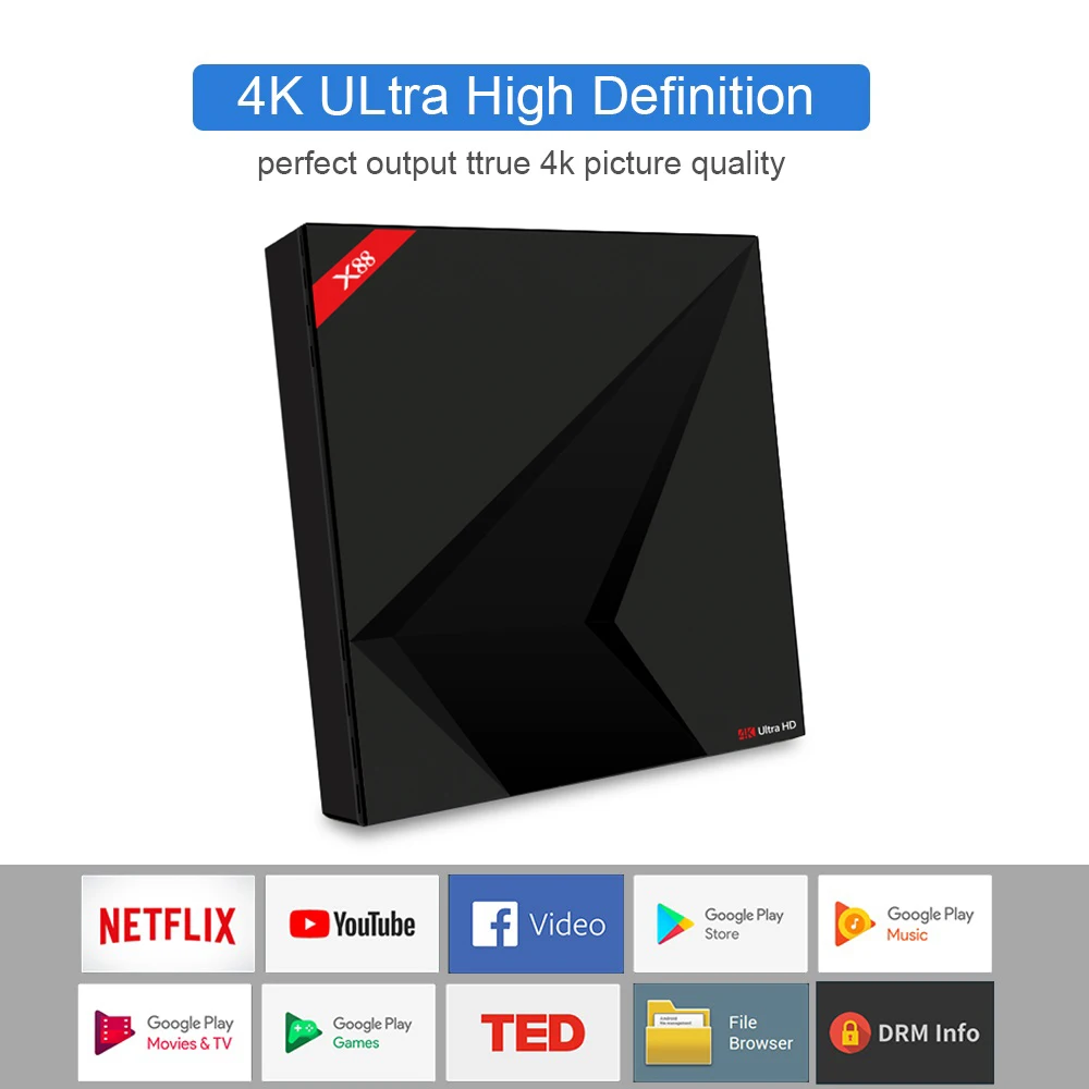Новый X88 Google Android TV 7 1 Голосовое управление коробка Rockchip RK3328 4 ГБ 32 голосовое вход