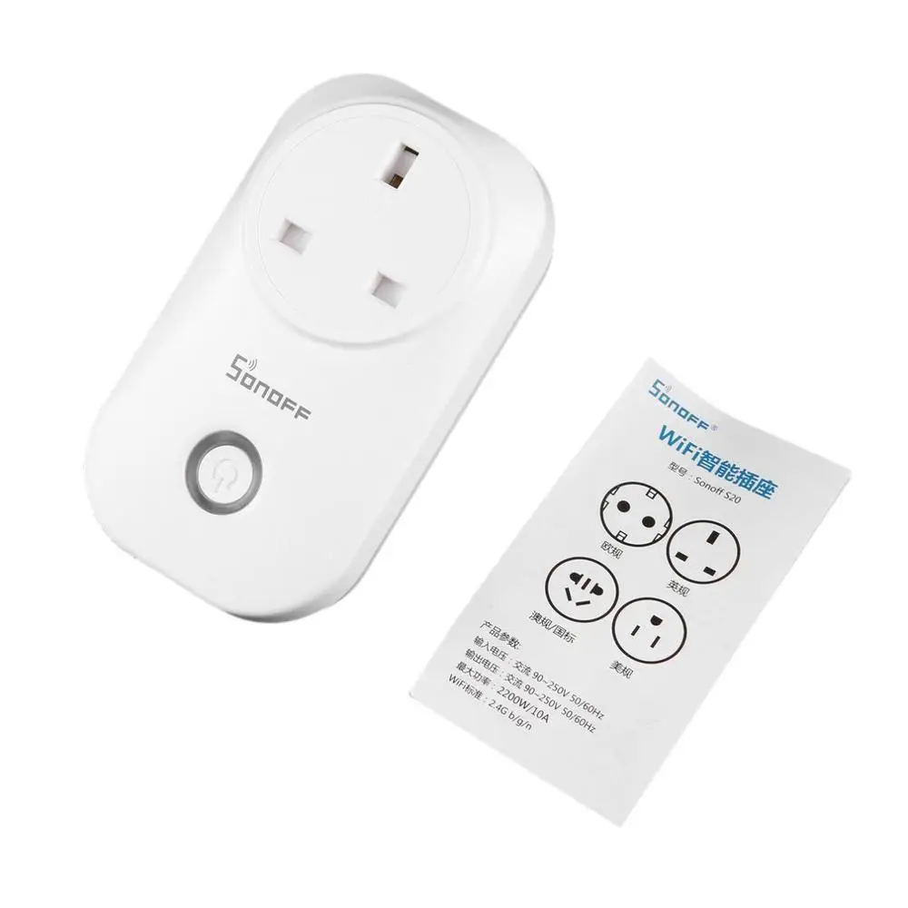 UK Plug Sonoff S20 умный дом Wifi беспроводной пульт дистанционного управления розетка питания через приложение телефон Бытовая Автоматизация розетка переключатель таймер - Комплект: UK Plug