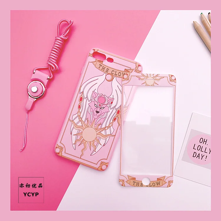 As shown Чехол для iphone XS Max Sailor Moon+ пленка для экрана из закаленного стекла, Чехол для карт Sakura для iphone X XR 6 6 S 7 plus 8 8 plus - Цвет: As shown