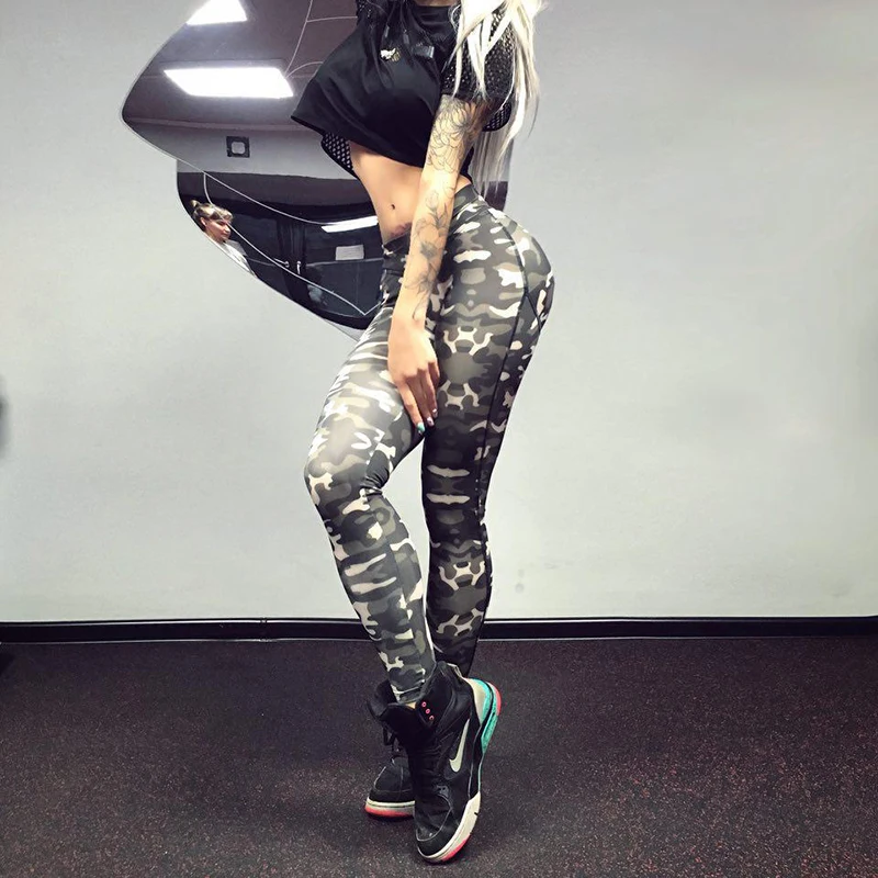 Army Ladies Pants Leggings Women Sexy Military Trousers Female Fitness Running Tights Elastic High Waist Camouflage Pencil | Спорт и