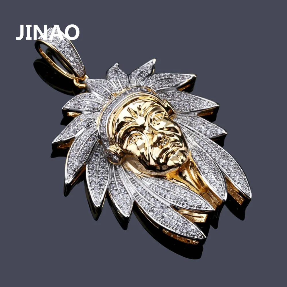 Iced Out индийская голова Шарм кулон и ожерелья хип хоп золотые Серебристые цепи для мужчин маска индийские подарки Ювелирные изделия родные