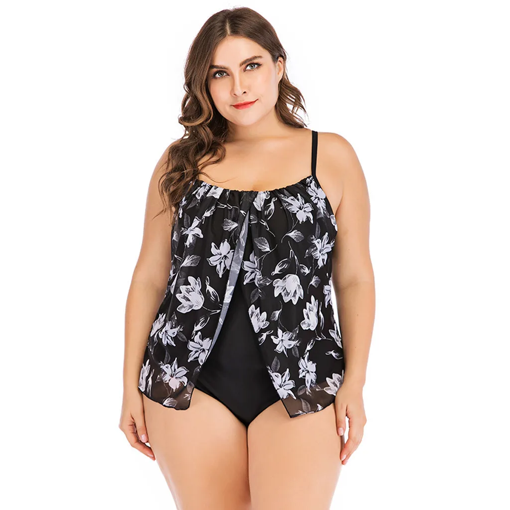 SAGACE бикини купальник плюс размер для женщин комплект с принтом листьев танкини