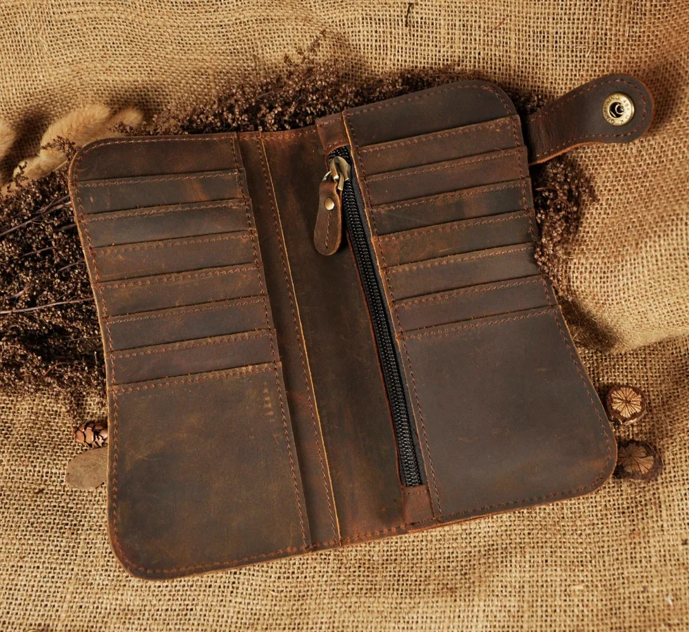 Мужской качественный кожаный кошелек Dargon Tiger Emboss Fashion Checkbook с железной цепочкой