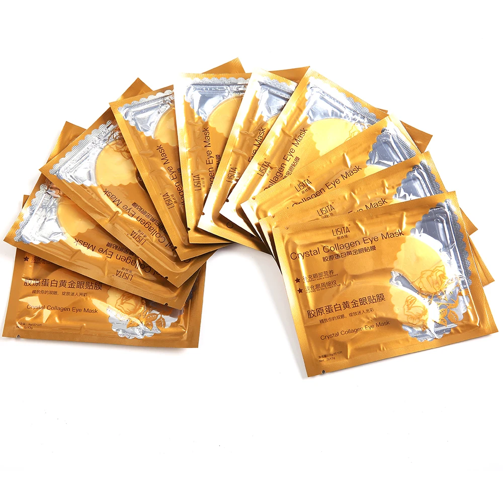 LISITA 20 шт (10 пар) Высокое качество золотой кристалл коллагеновая маска для глаз