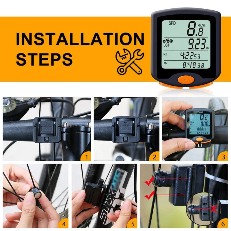 Цифровой велосипедный компьютер Многофункциональный водонепроницаемый