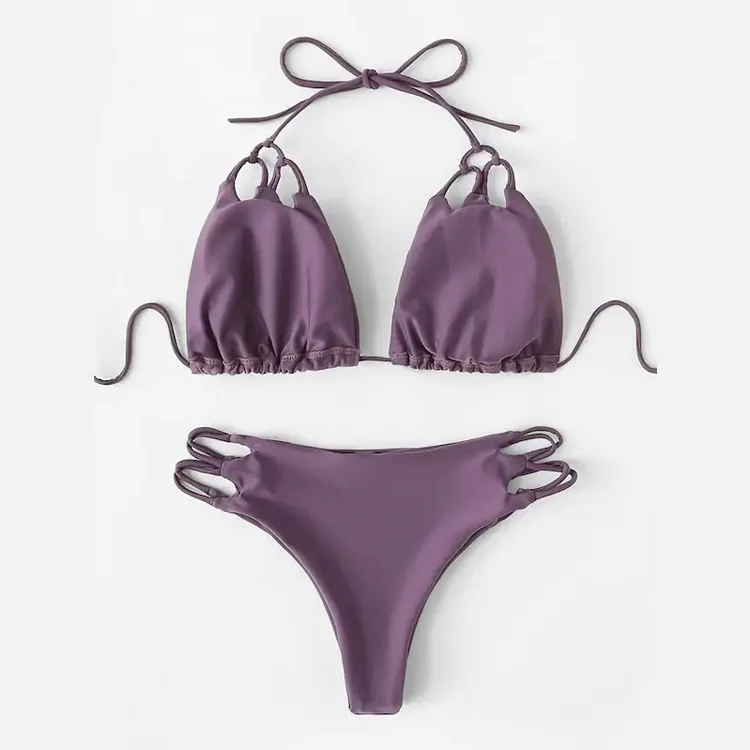 Новинка 2019 пляжный купальник нейлоновое треугольное бикини с разрезом