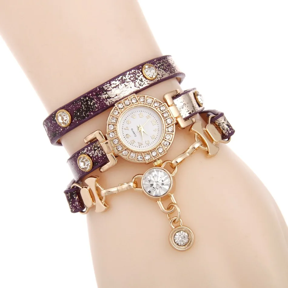 Женские кварцевые часы на заклепках loggi браслет с большим бриллиантом AC132|Женские