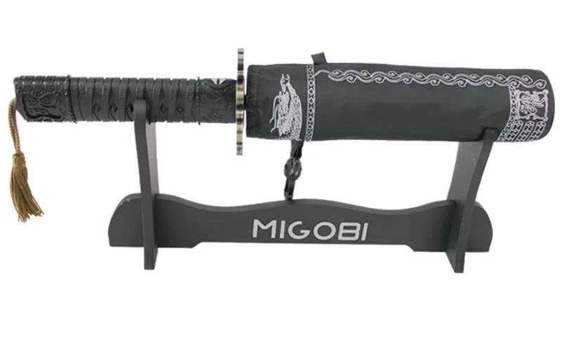 Black with holder 105 см dia Модернизированный трехслойный автоматический зонт с самурайским мечом Катана с золотым покрытием, ветрозащитный зонтик с шипами - Цвет: Black with holder