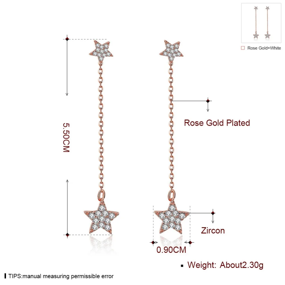 2017 Hot! Popular Romantic Star Zircon Earring Engagement Copper Rose Gold earring for women HFE015-A | Украшения и аксессуары