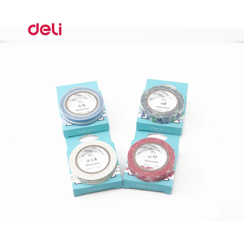 4 шт. бумажные декоративные клейкие ленты Deli DIY милая Васи-лента Маскировочная