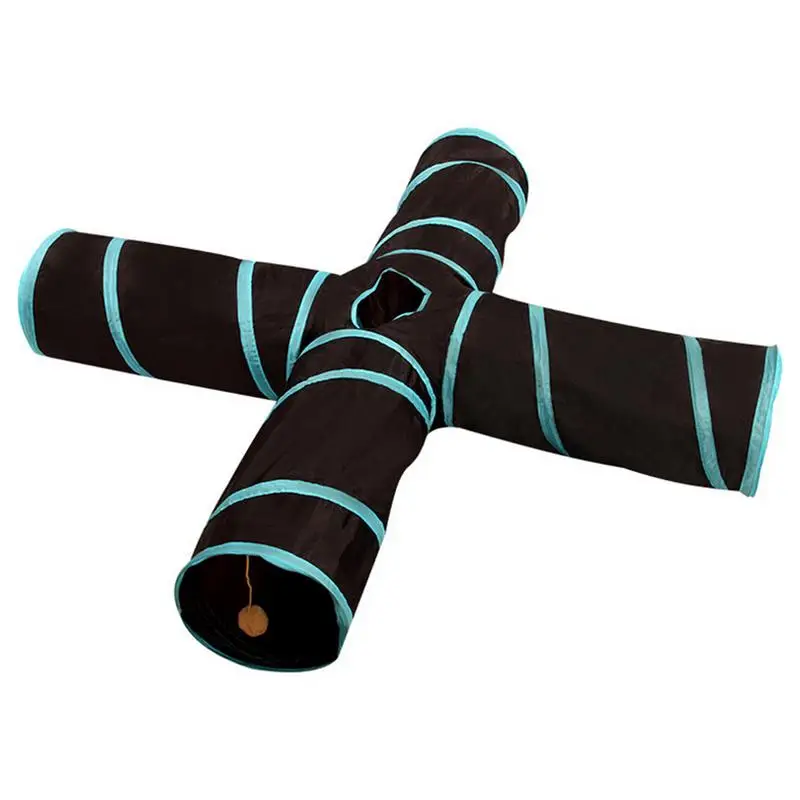 Blue 4 Holes 2/3/4 отверстия 11 Цвета Складная Pet туннель для кошек для дома и улицы для домашних животных кота обучающая игрушка для кошки; тапочки с кроликом; шлёпанцы для игровой туннель трубки тавровое соединение - Цвет: Blue 4 Holes
