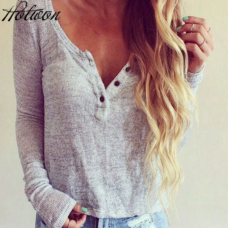 2017 Новая повседневная Осенняя зимняя свободная однотонная женская футболка