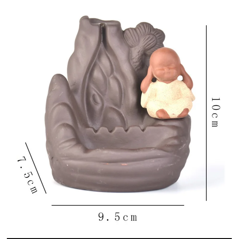 

Classic A Little Monk Buddha Backflow Incense Burner Smoke Waterfall Mountain Shape Incense Holder Office Home Decor +Free Cones