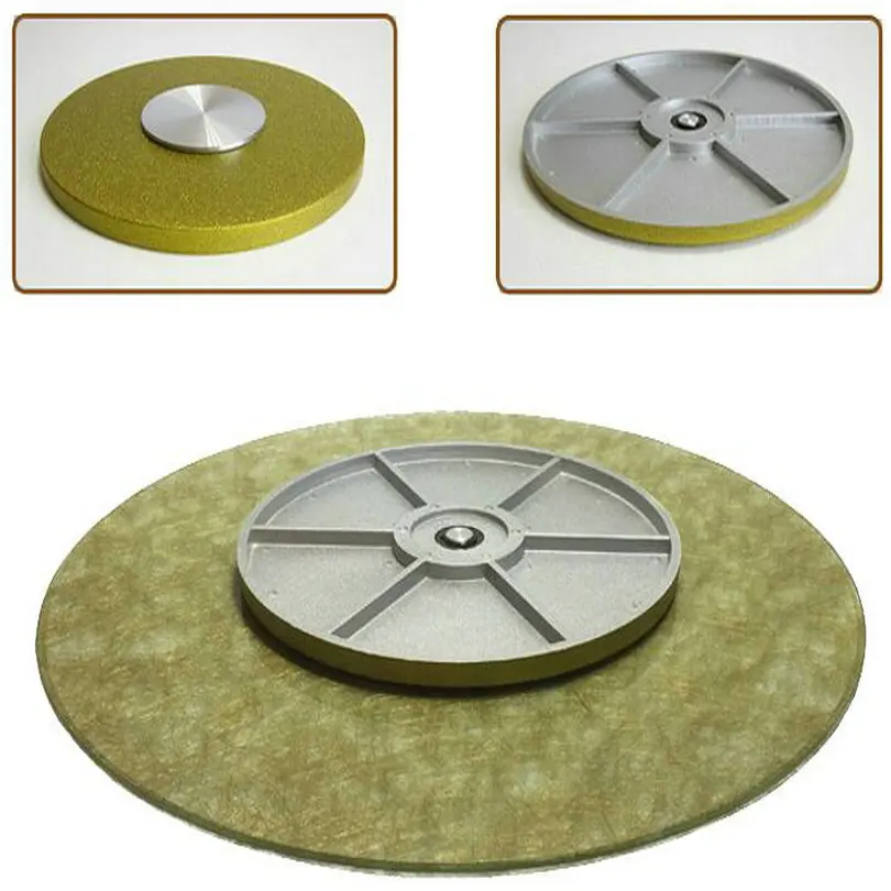 HQ GW01 UPGRADE Household Tempered Glass with Golden Wire Top Turntable Lazy Susan Fiberglass Swivel Plate Base |