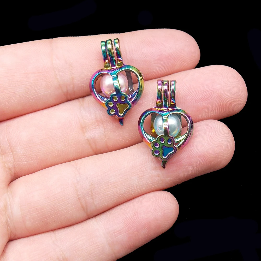 5 шт./лот радужный красочный милый жемчужный кулон в виде собачьей лапы для духов