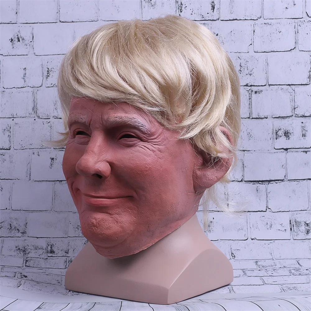 President Trump Mask Realistic Adults Halloween Deluxe Latex Full Head Donald with Hair | Masks &amp Eyewear