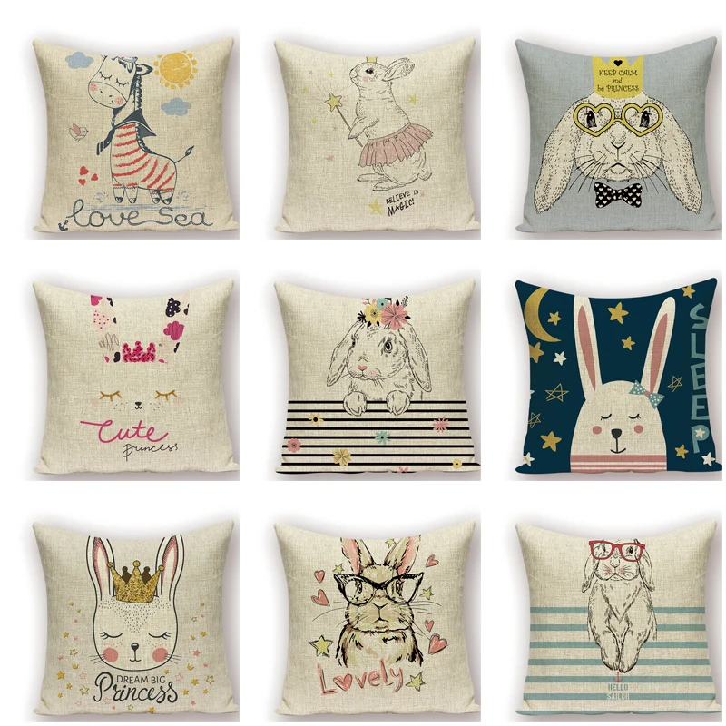 Чехол для подушки с изображением животных кроликов чехол из полиэфирного