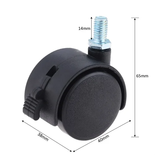 brake 1.5inch8mm 1 шт. Сменные бесшумные поворотные ролики офисное кресло черное пластиковое мебельное оборудование колеса для дивана роликовые Ролики 8 мм 10 мм - Цвет: brake 1.5inch8mm