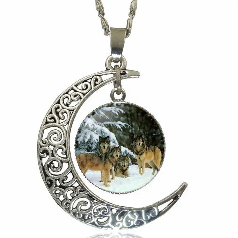 Для Женщин Модные Ювелирные изделия винтажное стеклянное ожерелье с полумесяцем