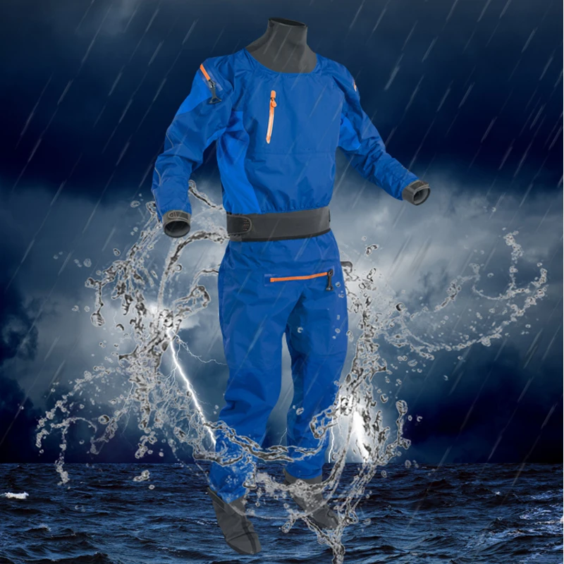 Мужской сухой костюм водонепроницаемый спортивный задний на молнии каяк Drysuit с герметичной молнией обеспечивает превосходную прочность и защиту сохраняет сухость