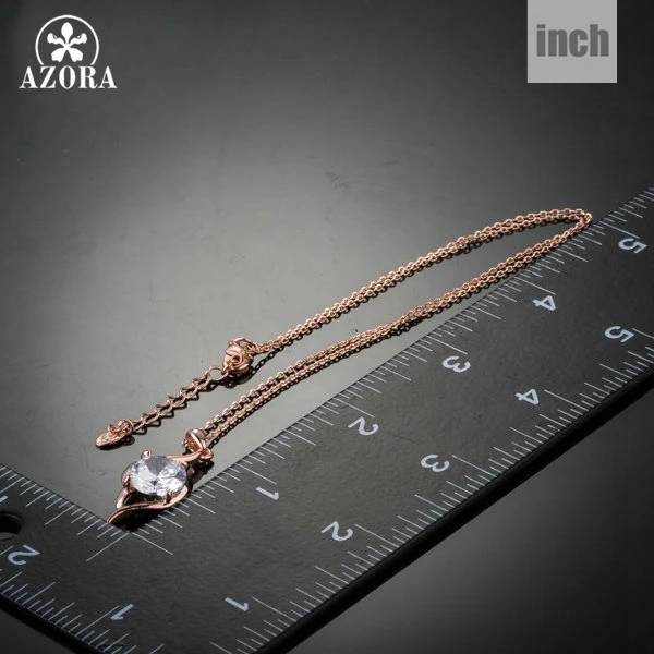 Ожерелье с подвеской AZORA розовое золото прозрачным кубическим цирконием TN0141 |