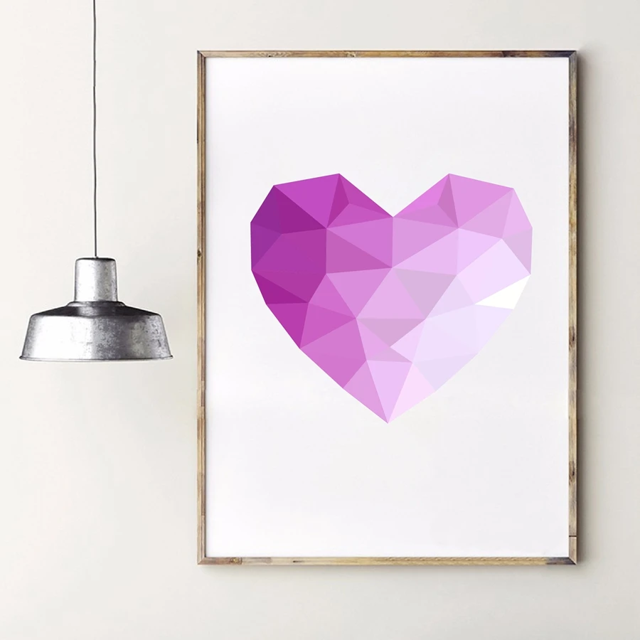 Геометрическая форма сердца алмазная любовь холст Художественная печать постер