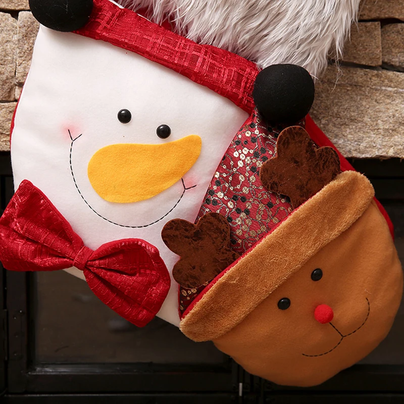 BUF Super Big Size Christmas Hanging Decoration Socks Santa Stocks Ornaments Crafts Gift Bags | Дом и сад