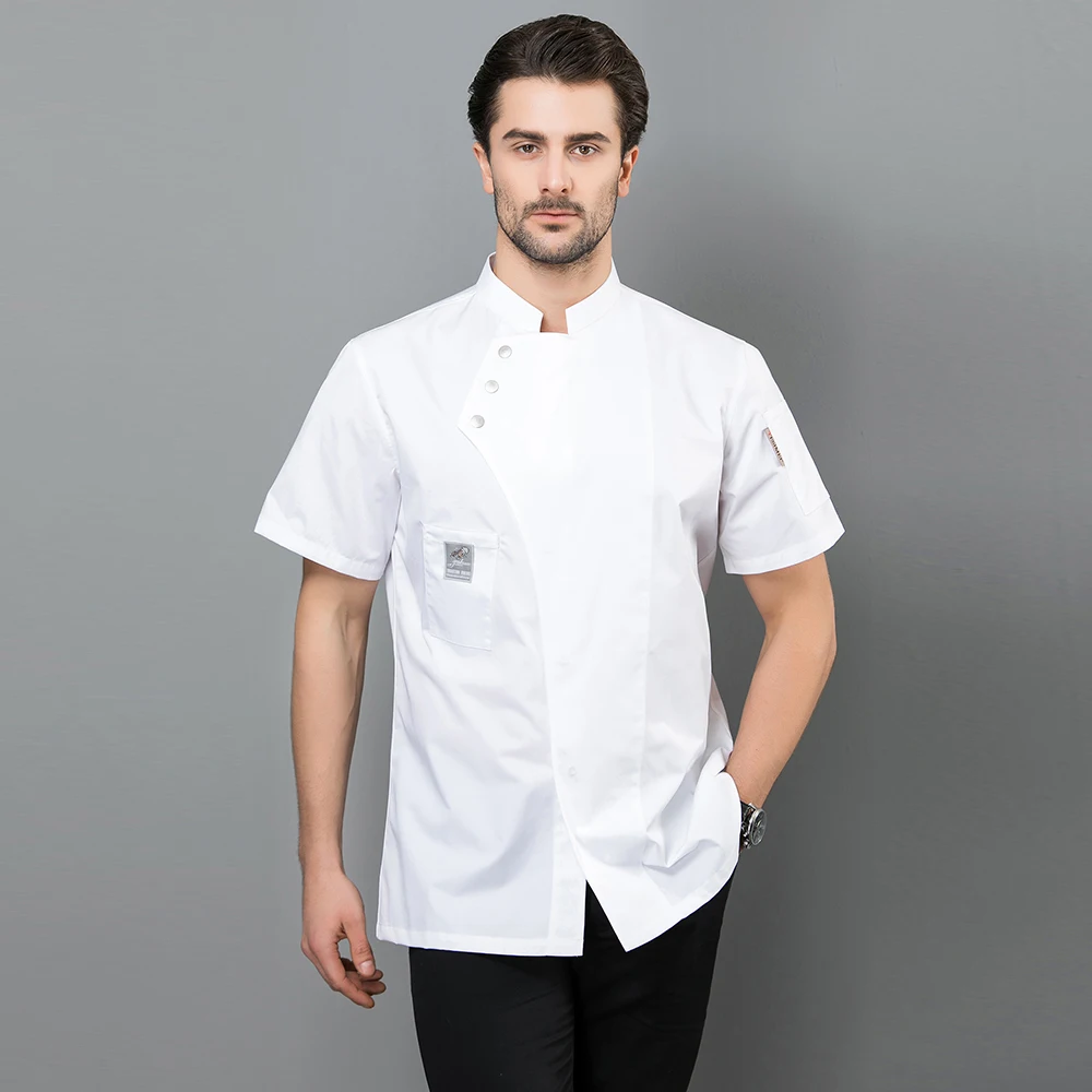 2019 Summer Chef Jacket Uniform Short Sleeve Waitress Work Kitchen Bake Dining Hotel Restaurant Shirt|Пиджак поварской| |
