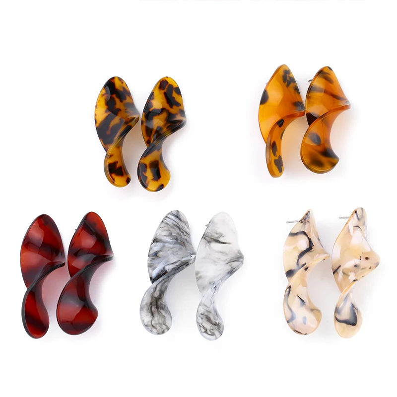 Женские акриловые леопардовые серьги FLOLA Спиральные подвески с принтом животных