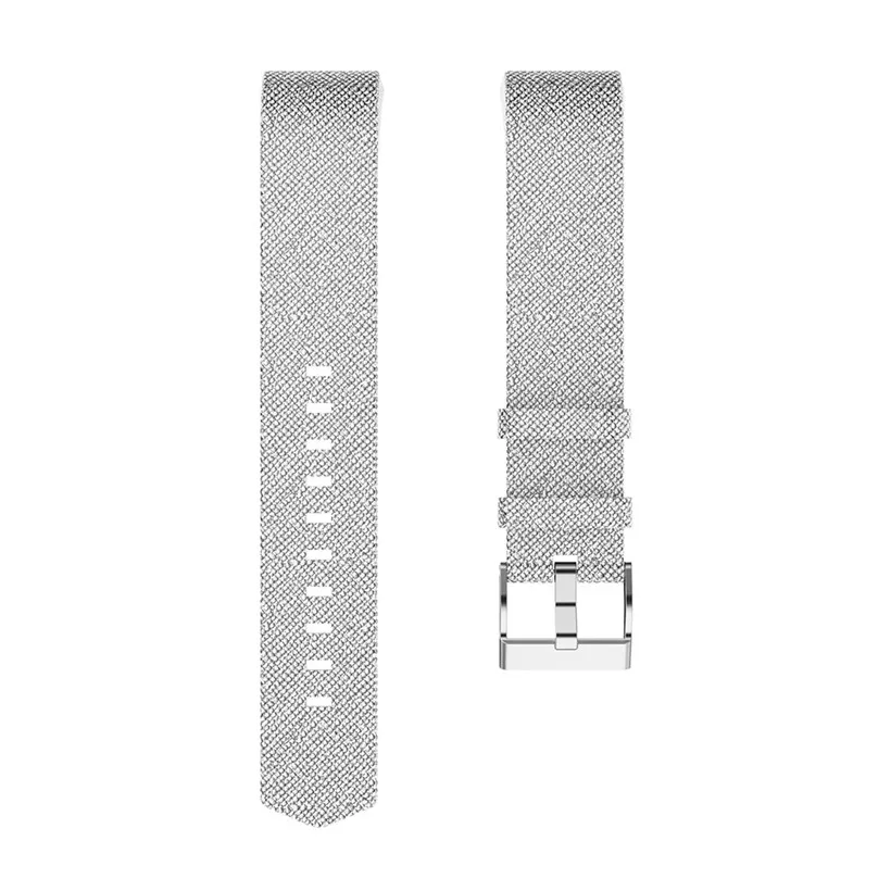 Silver Кожаный ремешок для часов для браслета Fitbit Charge 2 смарт-аксессуары для Fitbit Charge2 браслет ремешок для часов на замену ремешок для часов - Цвет ремешка: Silver