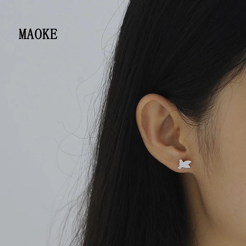 Женские серьги гвоздики в виде голубей из серебра 925 пробы|fashion stud earrings|stud