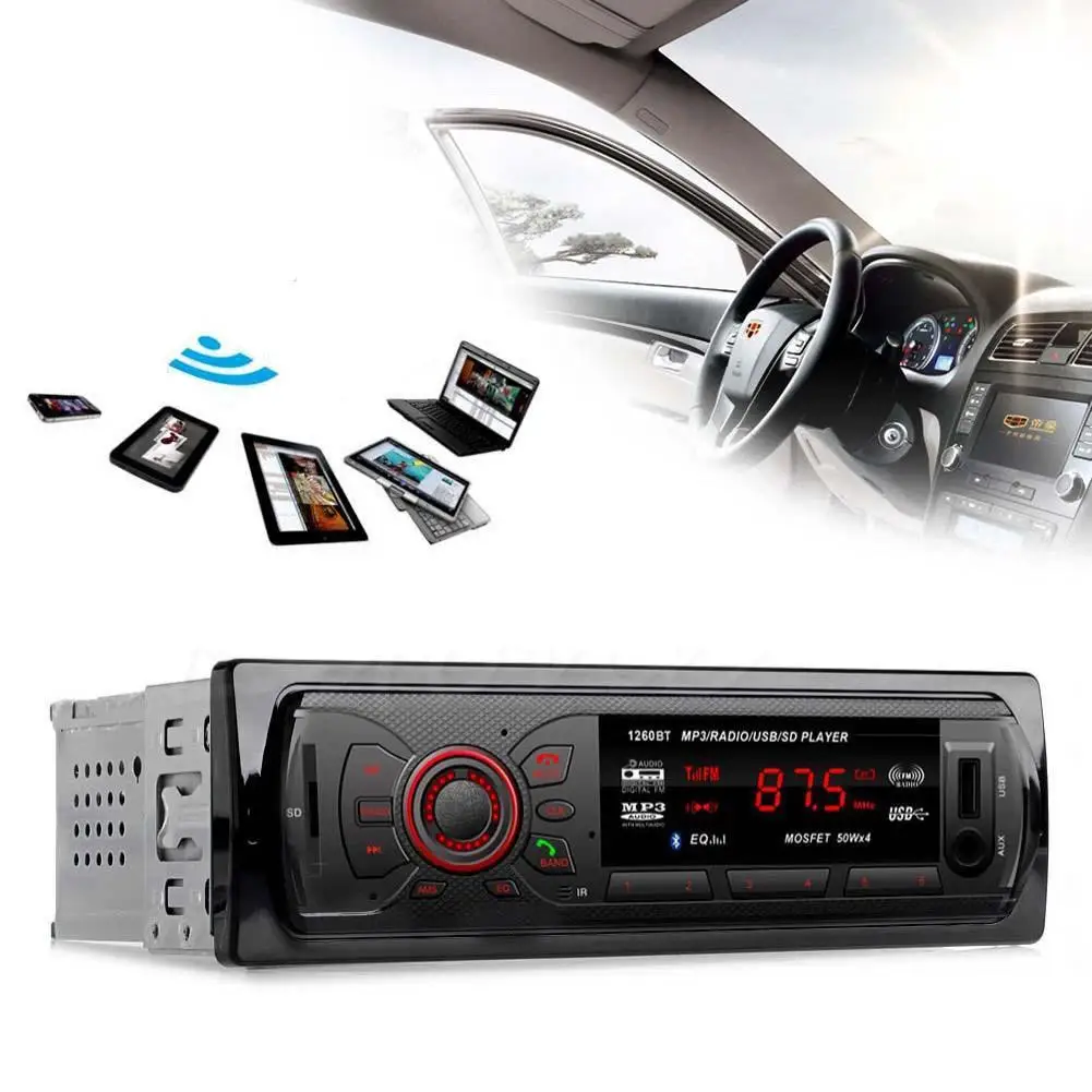 Новый автомобильный стиль Bluetooth слот для карт стерео аудио MP3 плеер YT-1260BT FM радио