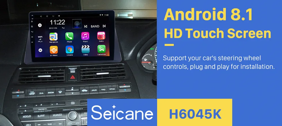 Seicane 2 Din 10," Android 8,1 автомобильный радиоприемник с навигацией GPS мультимедийный плеер для 2008 2009 2010-2012 Honda accord 8 Поддержка RDS