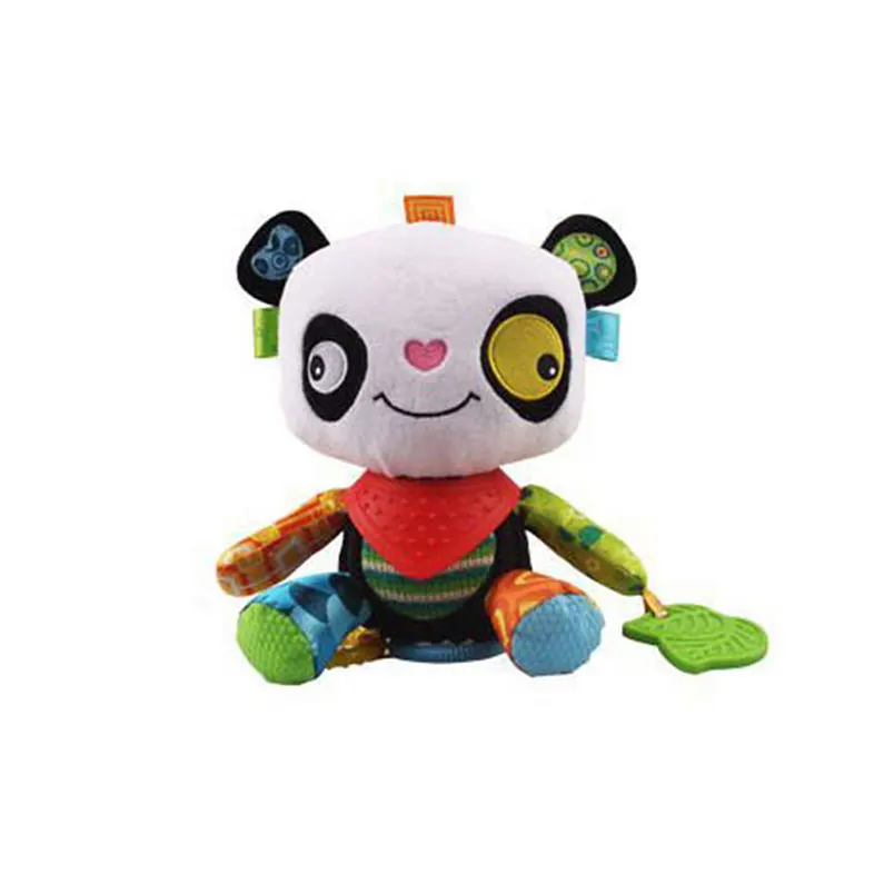 panda 8*24 см милые животные Младенческая Погремушка для раннего развития подвеска на коляску кроватку кольцо колокольчик съемный прорезыватель, развивающая игрушка - Цвет: panda