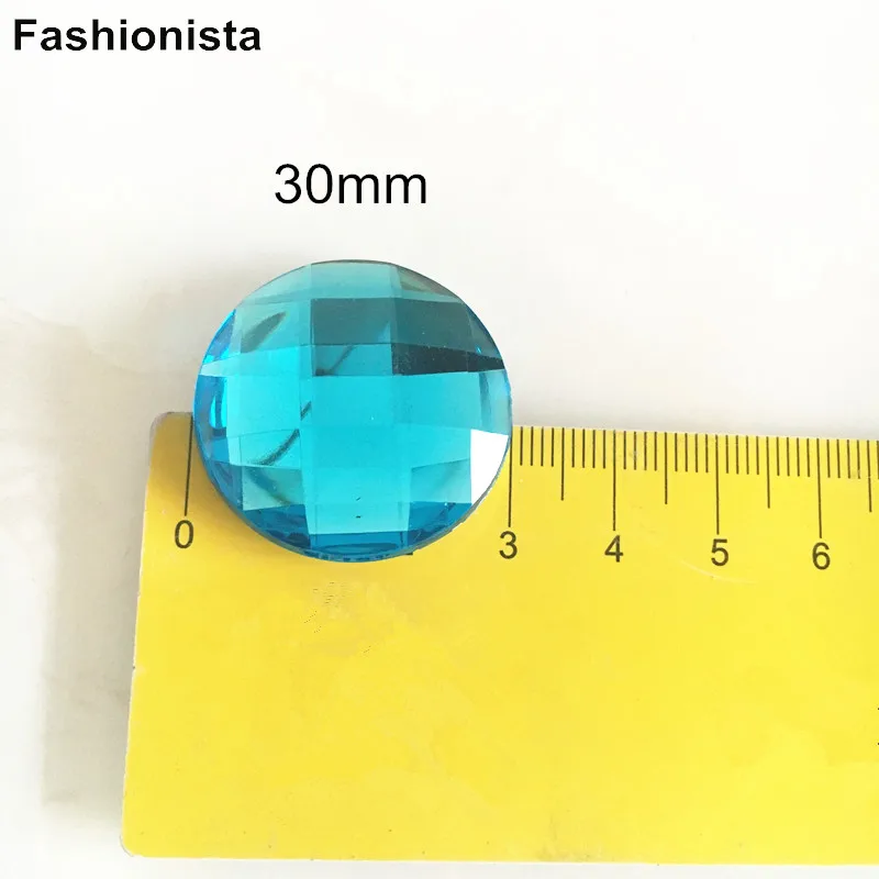 50 pcs Large Size 30mm Acrylic Rhinestone Round Flat Back Faceted Cabochon Crystal For Crafts Various Colors-WW | Украшения и