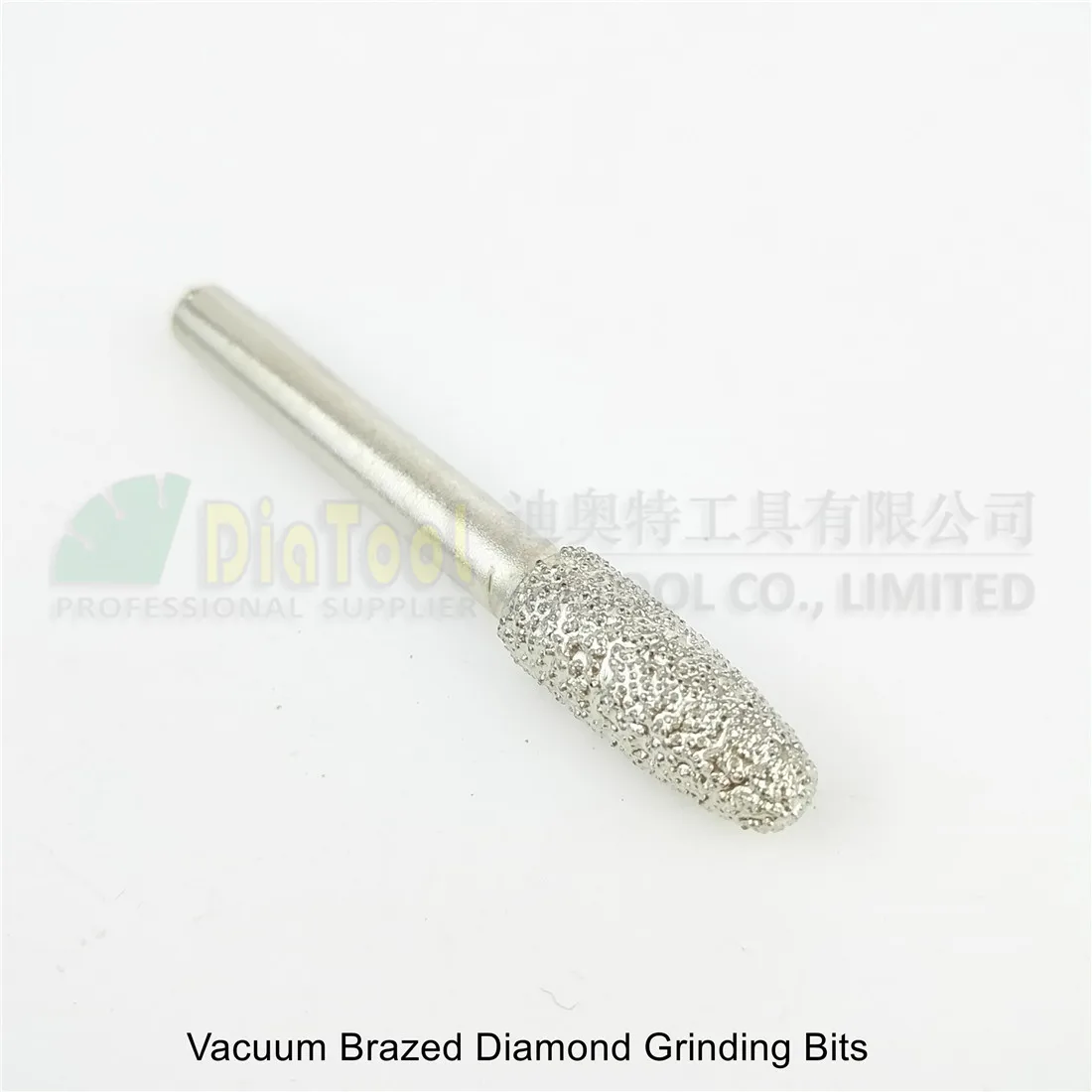 DIATOOL 5pcs #15 Vacuum Brazed Diamond Grinding Bits Mounted Points 6mm Shank 8X20mm Burrs Engraving