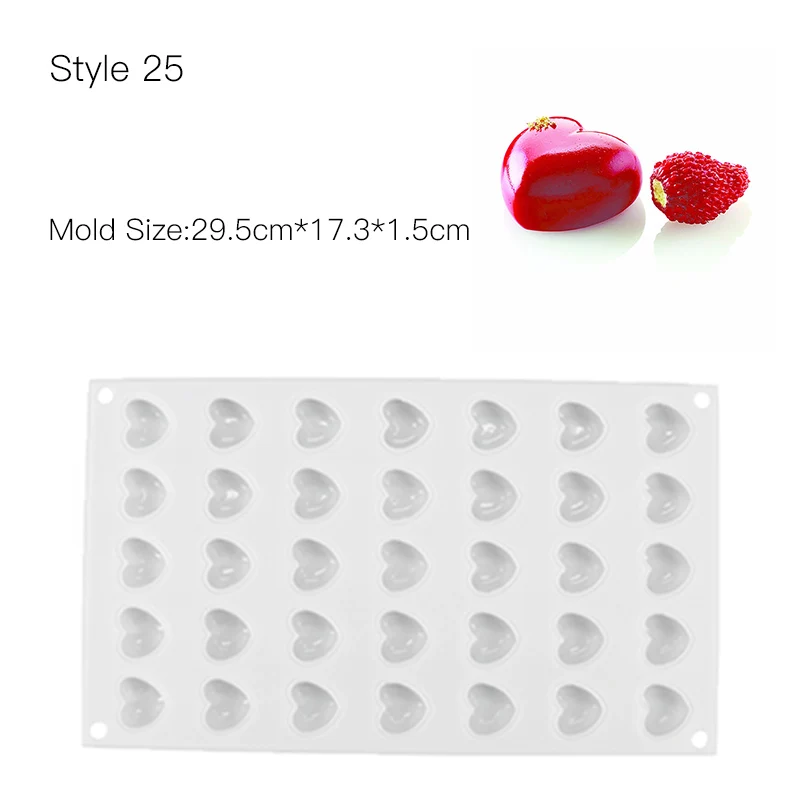 Style 25 Форма для украшения торта, 3D силиконовые формы для мусса, форма для десерта, форма в форме сердца, инструмент для декорации торта, форма для выпечки шоколадного домового - Цвет: Style 25