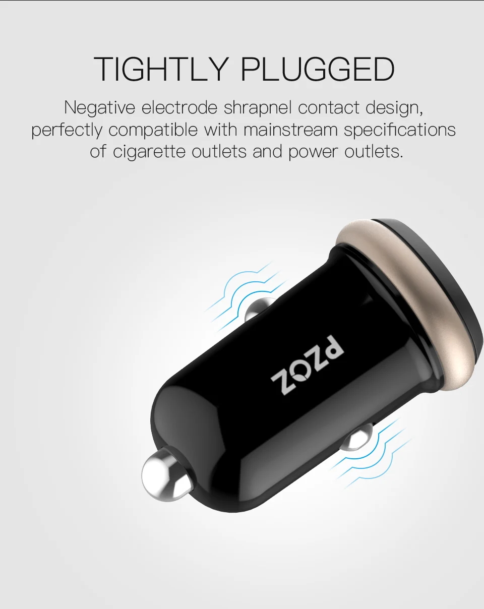 PZOZ мини USB Автомобильное зарядное устройство двойной USB 3.1A зарядка мобильного телефона планшета gps универсальная Быстрая зарядка автомобиля-зарядное устройство адаптер Аксессуары