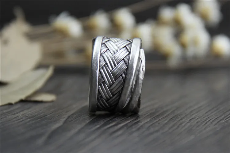 Wholesale Thai handmade silver plated ring men and women weave retro style | Украшения и аксессуары
